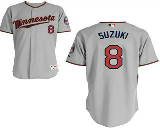 Men's Minnesota Twins #8 Kurt Suzuki Gray Road Stitched Baseball Jersey
