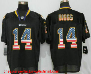 Men's Minnesota Vikings #14 Stefon Diggs Black USA Flag Fashion Stitched NFL Nike Elite Jersey