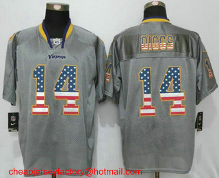Men's Minnesota Vikings #14 Stefon Diggs Gray USA Flag Fashion Stitched NFL Nike Elite Jersey