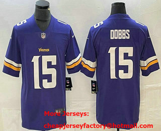 Men's Minnesota Vikings #15 Josh Dobbs Purple 2022 Vapor Untouchable Stitched Limited Jersey