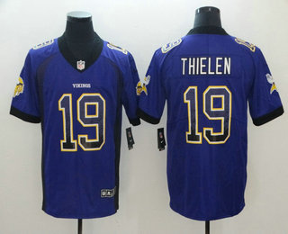 Men's Minnesota Vikings #19 Adam Thielen Purple 2018 Fashion Drift Color Rush Stitched NFL Nike Limited Jersey