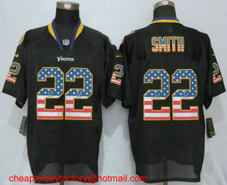 Men's Minnesota Vikings #22 Harrison Smith Black USA Flag Fashion Stitched NFL Nike Elite Jersey