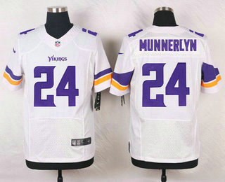 Men's Minnesota Vikings #24 Captain Munnerlyn White Road NFL Nike Elite Jersey