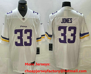 Men's Minnesota Vikings #33 Aaron Jones White Vapor Stitched Nike Limited Jersey