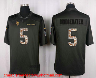 Men's Minnesota Vikings #5 Teddy Bridgewater Black Anthracite 2016 Salute To Service Stitched NFL Nike Limited Jersey