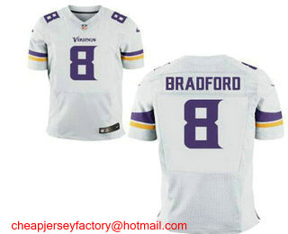 Men's Minnesota Vikings #8 Sam Bradford White Road Stitched NFL Nike Elite Jersey
