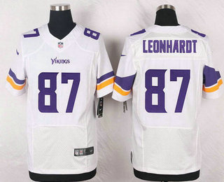 Men's Minnesota Vikings #87 Brian Leonhardt White Road NFL Nike Elite Jersey