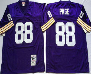 Men's Minnesota Vikings #88 Alan Page Purple Mitchell & Ness Throwback Jersey - V-neck