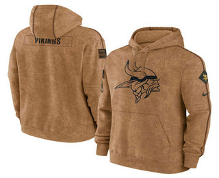 Men's Minnesota Vikings 2023 Brown Salute to Service Pullover Hoodie