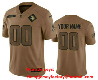 Men's Minnesota Vikings Active Player Custom 2023 Brown Salute To Setvice Limited Stitched Football Jersey