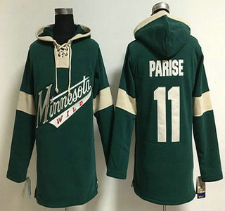 Men's Minnesota Wild #11 Zach Parise Old Time Hockey 2014 Green Hoodie