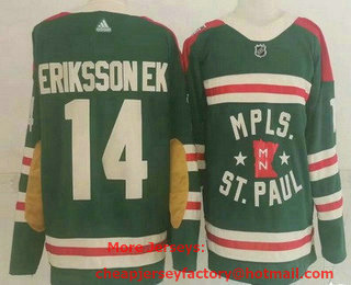 Men's Minnesota Wild #14 Joel Eriksson Ek Green 2022 Winter Classic Stitched NHL Jersey