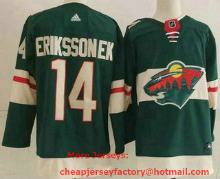 Men's Minnesota Wild #14 Joel Eriksson Ek Green Stitched NHL Jersey