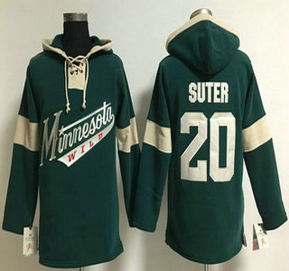 Men's Minnesota Wild #20 Ryan Suter Old Time Hockey 2014 Green Hoodie