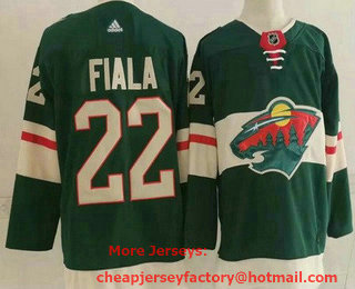 Men's Minnesota Wild #22 Kevin Fiala Green Stitched NHL Jersey