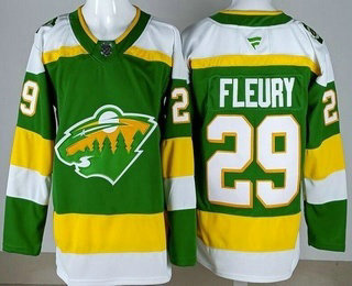 Men's Minnesota Wild #29 Marc Andre Fleury Green Alternate Authentic Jersey