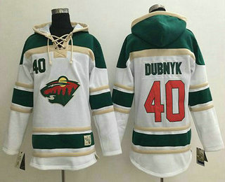 Men's Minnesota Wild #40 Devan Dubnyk Old Time Hockey White Hoodie