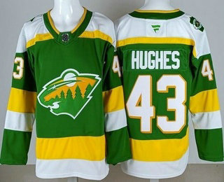 Men's Minnesota Wild #43 Quinn Hughes Green Alternate Authentic Jersey