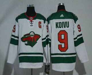 Men's Minnesota Wild #9 Mikko Koivu White With C Patch 2017-2018 Hockey Stitched NHL Jersey