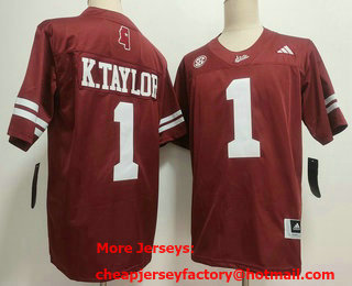 Men's Mississippi State Bulldogs #1 Kamario Taylor Red College Football Jersey