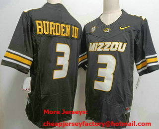 Men's Missouri Tigers #3 Luther Burden III Black FUSE College Football Jersey
