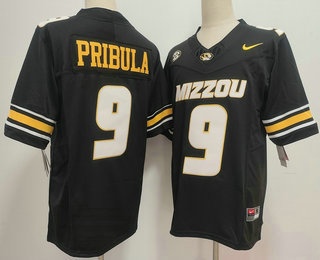 Men's Missouri Tigers #9 Beau Pribula Limited Black FUSE College Football Jersey
