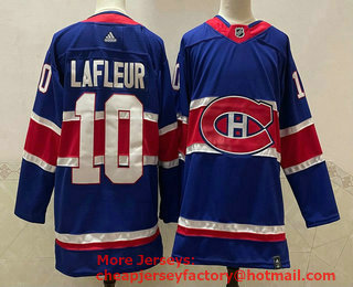 Men's Montreal Canadiens #10 Guy Lafleur Blue 2021 Retro Stitched NHL Jersey