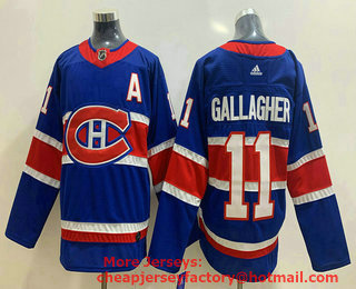Men's Montreal Canadiens #11 Brendan Gallagher Blue Adidas 2020-21 Alternate Authentic Player NHL Jersey