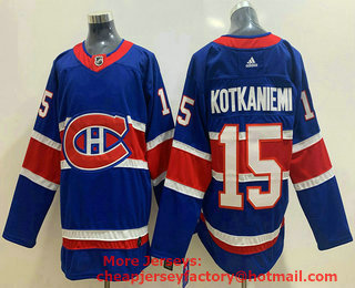 Men's Montreal Canadiens #15 Jesperi Kotkaniemi Blue Adidas 2020-21 Alternate Authentic Player NHL Jersey