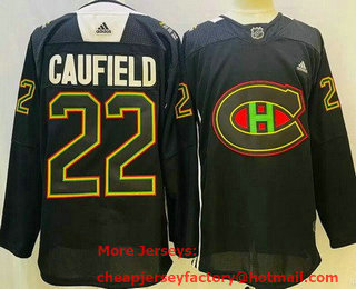 Men's Montreal Canadiens #22 Cole Caufield Black History Night Authentic Jersey