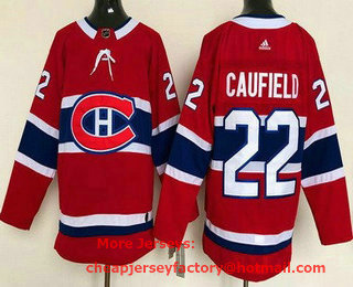 Men's Montreal Canadiens #22 Cole Caufield Red Authentic Jersey