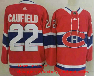 Men's Montreal Canadiens #22 Cole Caufield Red Stitched NHL Jersey