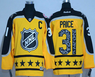 Men's Montreal Canadiens #31 Carey Price Atlantic Division Reebok Yellow 2017 NHL All-Star Stitched Hockey Jersey