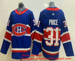 Men's Montreal Canadiens #31 Carey Price Blue Adidas 2020-21 Alternate Authentic Player NHL Jersey