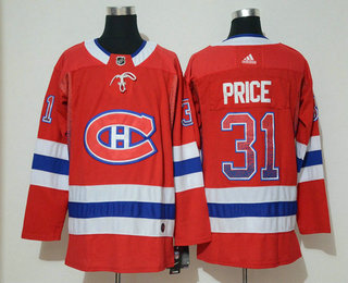 Men's Montreal Canadiens #31 Carey Price Red Drift Fashion Adidas Stitched NHL Jersey