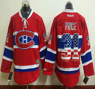 Men's Montreal Canadiens #31 Carey Price Red USA Flag Hockey Jersey