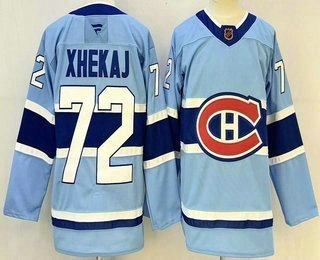 Men's Montreal Canadiens #72 Arber Xhekaj Light Blue Reverse Retro Authentic Jersey