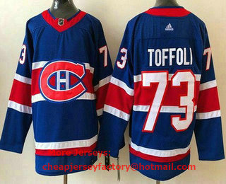 Men's Montreal Canadiens #73 Tyler Toffoli Blue 2021 Reverse Retro Stitched NHL Jersey