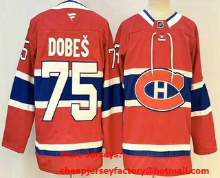 Men's Montreal Canadiens #75 Jakub Dobes Red Authentic Jersey