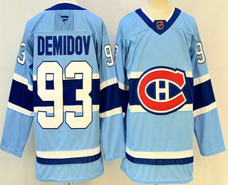 Men's Montreal Canadiens #93 Ivan Demidov Light Blue Reverse Retro Authentic Jersey