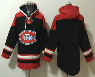 Men's Montreal Canadiens Blank Navy Blue Ageless Must Have Lace Up Pullover Hoodie
