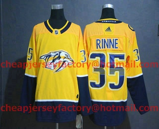 Men's Nashville Predators #35 Pekka Rinne Yellow Adidas Stitched NHL Jersey