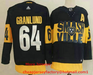 Men's Nashville Predators #64 Mikael Granlund Black 2022 Stadium Series adidas Stitched NHL Jersey