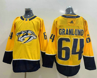 Men's Nashville Predators #64 Mikael Granlund Yellow Adidas Stitched NHL Jersey