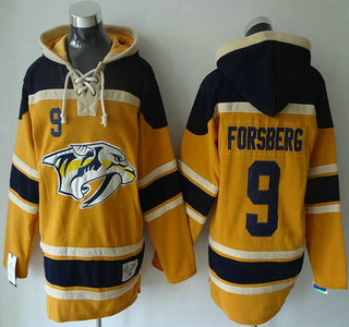 Men's Nashville Predators #9 Filip Forsberg Old Time Hockey Home Yellow Hoody