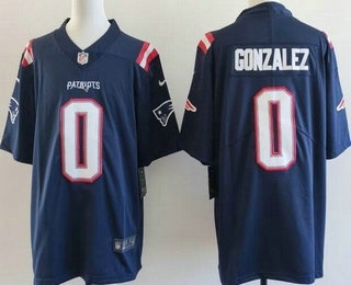 Men's New England Patriots #0 Christian Gonzalez Limited Navy Vapor Jersey