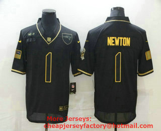 Men's New England Patriots #1 Cam Newton Black Gold 2020 Salute To Service Stitched NFL Nike Limited Jersey