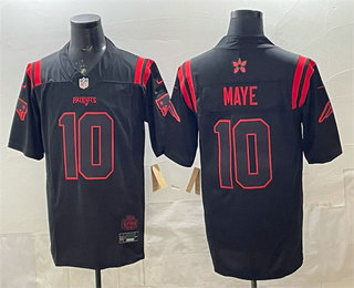 Men's New England Patriots #10 Drake Maye Limited Black Stranger Things Stuck In The Upside Down Football Jersey