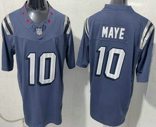 Men's New England Patriots #10 Drake Maye Limited Gray Rivalries FUSE Vapor Jersey
