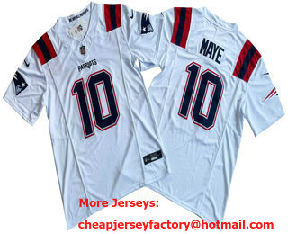 Men's New England Patriots #10 Drake Maye Limited White FUSE Vapor Jersey